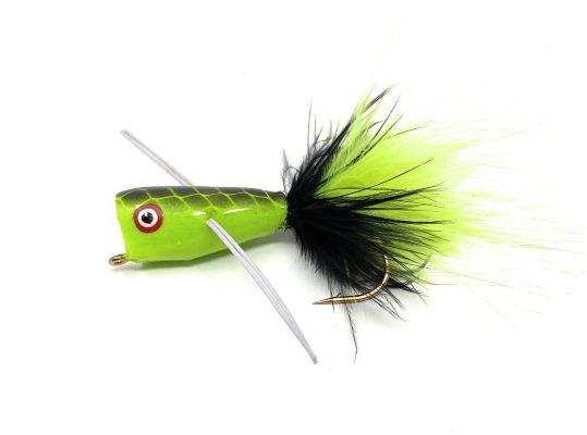 Chartreuse and Black Mini Bass Popper 